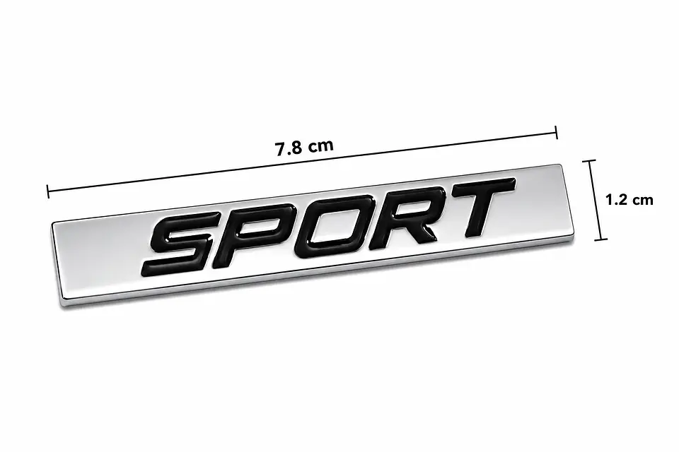 Logo Emblema Sport Multimarca 7.8x1.2cm Metálico Negro 2