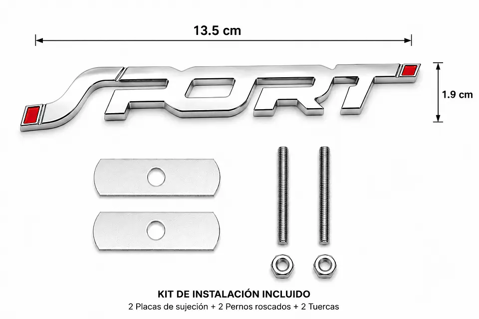 Logo Frontal Parrilla Emblema Sport Multimarca 13.5x1.9cm 2