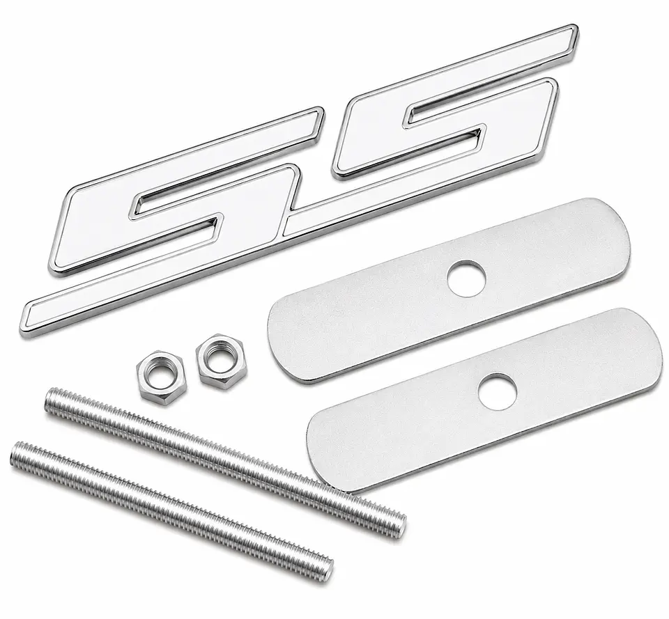 Logo Parrilla Emblema Ss Para Chevrolet Camaro Metalico Blanco 1