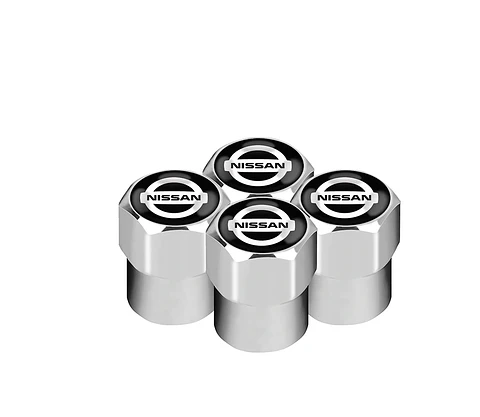 Set X4 Tapas Válvulas Metalicas Aire Ruedas Para Nissan