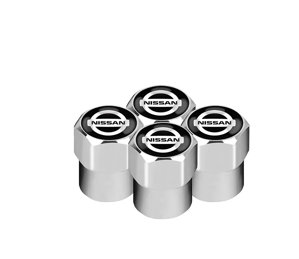Set X4 Tapas Válvulas Metalicas Aire Ruedas Para Nissan 1