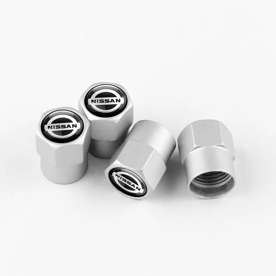Set X4 Tapas Válvulas Metalicas Aire Ruedas Para Nissan 2