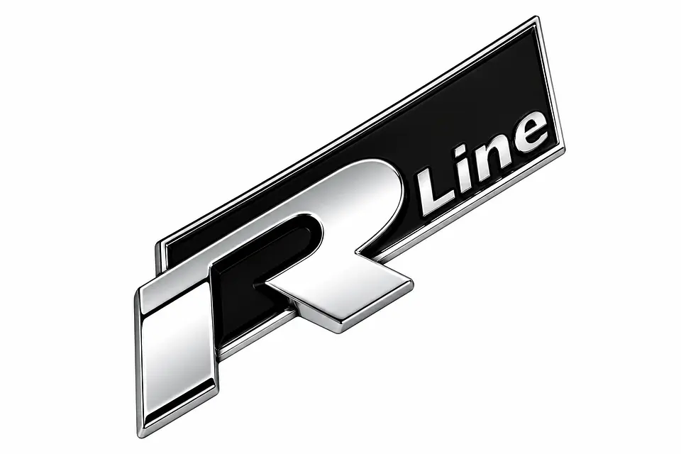 Emblema Logo Rline Para Volkswagen R Line 7.4x2.4cm Negro 1