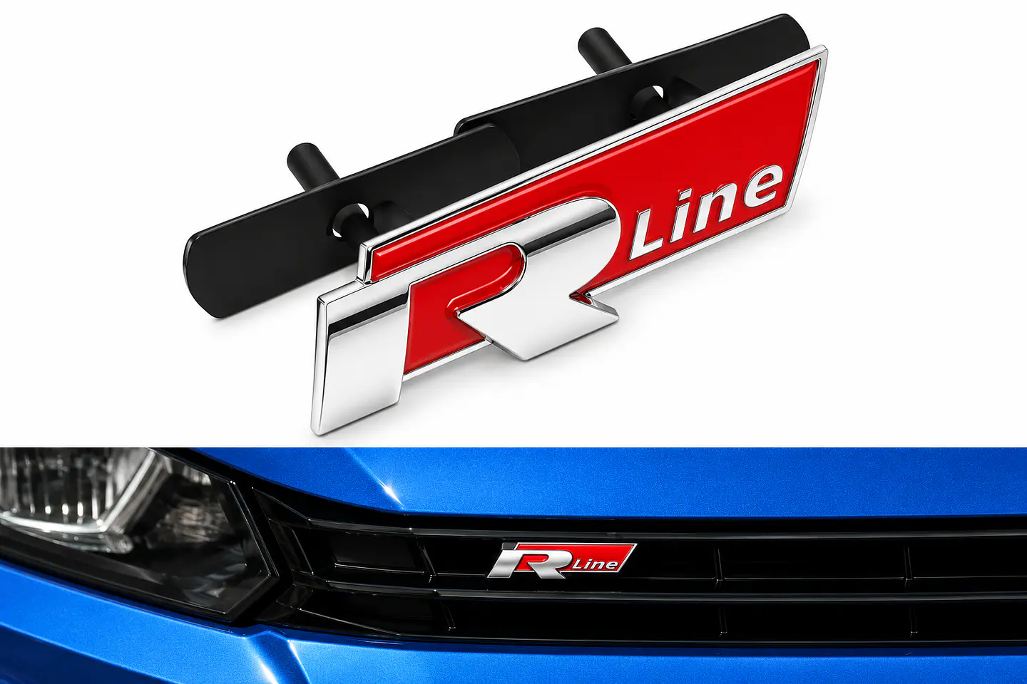 Emblema Logo Rline Parrilla Para Volkswagen R Line 7.4x2.4 Rojo 2