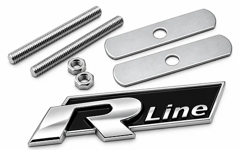 Emblema Logo Rline Parrilla Para Volkswagen R Line 7.4x2.4 Negro