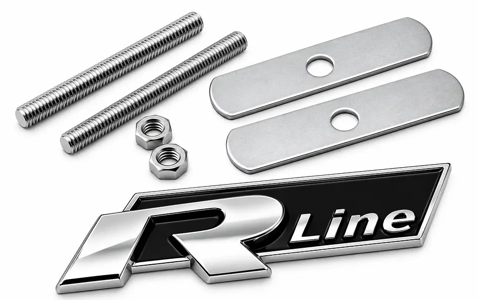 Emblema Logo Rline Parrilla Para Volkswagen R Line 7.4x2.4 Negro 1
