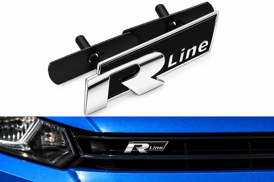 Emblema Logo Rline Parrilla Para Volkswagen R Line 7.4x2.4 Negro 2