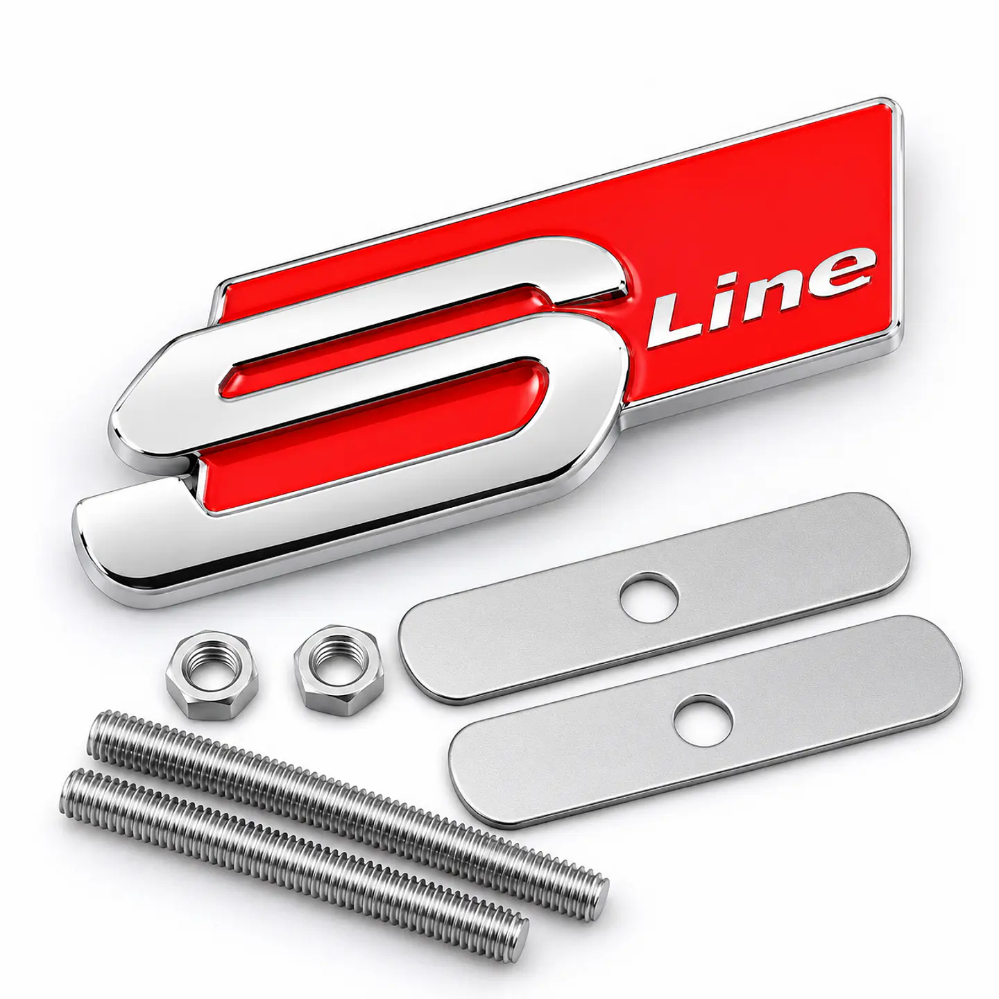 Emblema Frontal Sline Logo Para Audi S Line Parrilla 8.1x3cm Rojo 1