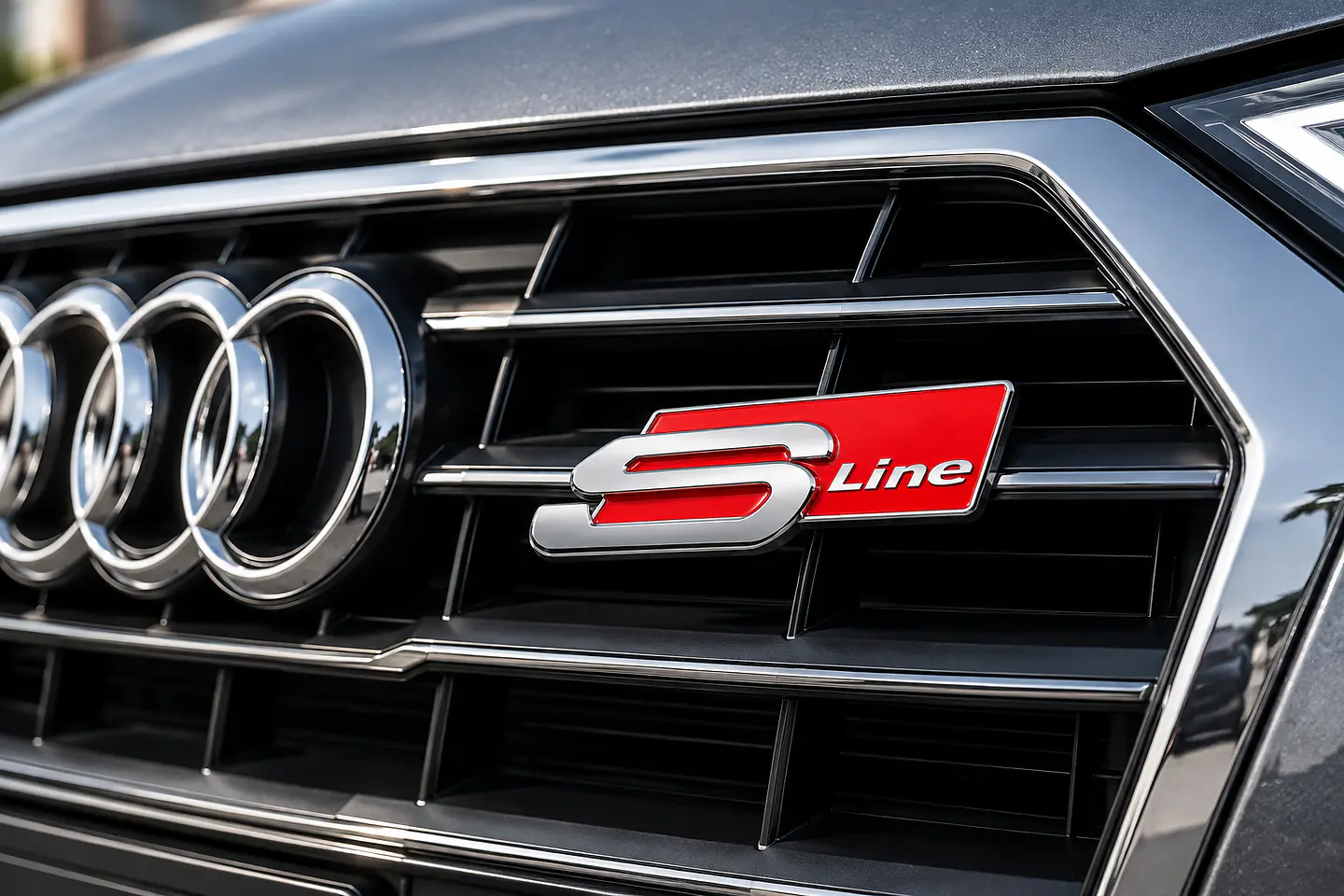Emblema Frontal Sline Logo Para Audi S Line Parrilla 8.1x3cm Rojo 2