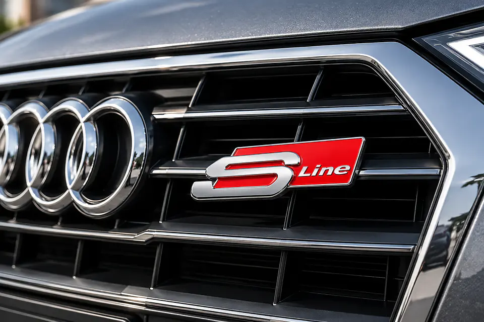 Emblema Frontal Sline Logo Para Audi S Line Parrilla 8.1x3cm Rojo 2