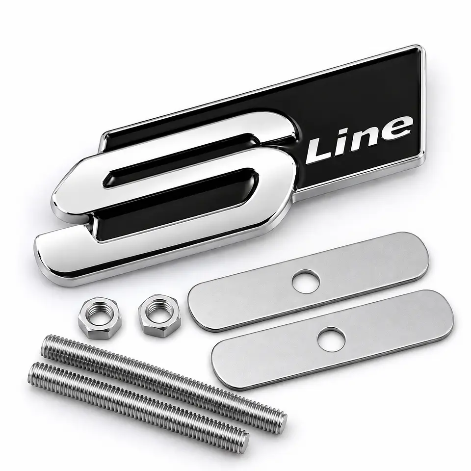 Emblema Frontal Sline Logo Para Audi S Line Parrilla 8.1x3cm Negro 1
