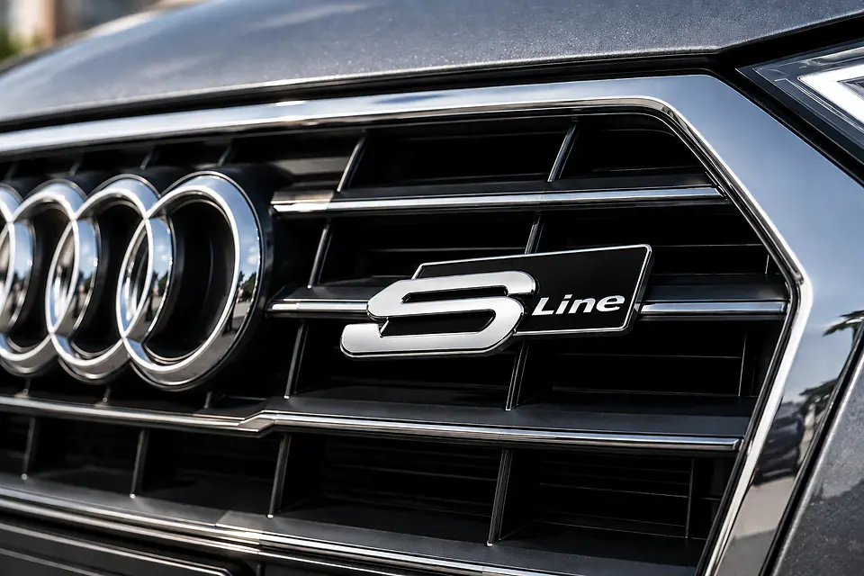 Emblema Frontal Sline Logo Para Audi S Line Parrilla 8.1x3cm Negro 2