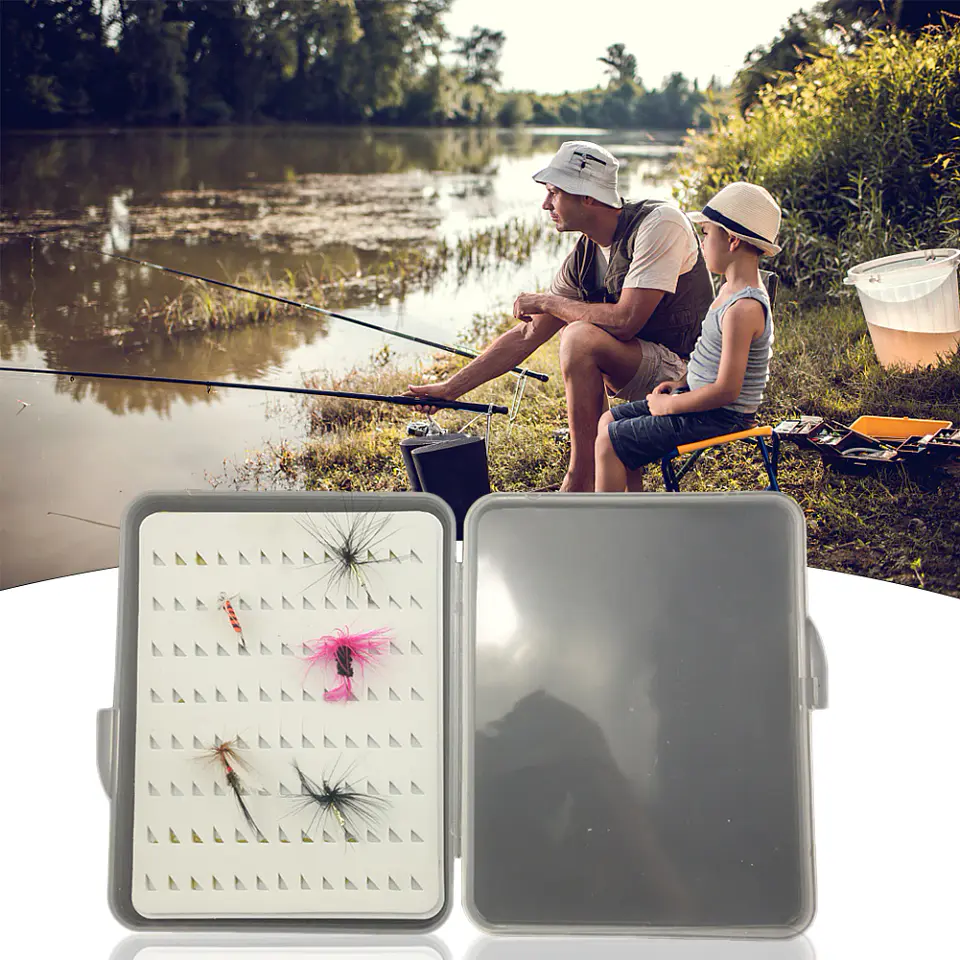 Caja Pesca Para Moscas Anzuelos 12.7x9.8cm Capacidad 104 Max Fly Fishing 4