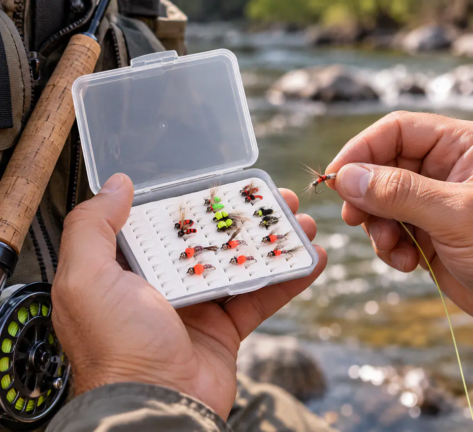 Caja Pesca Estuche Moscas Anzuelos 11x7.6cm Capacidad 77 Max Fly Fishing 4