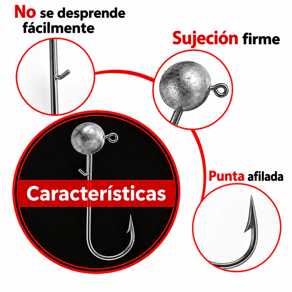 Pack X10 Anzuelos Cabeza Plomada 3grs Para Señuelos Pesca 4