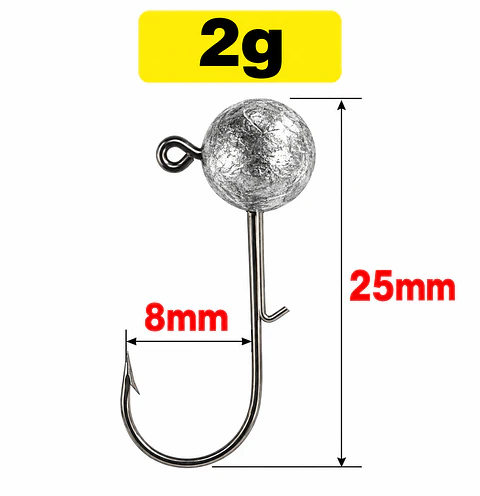 Pack X10 Anzuelos Cabeza Plomada 2grs Para Señuelos Pesca