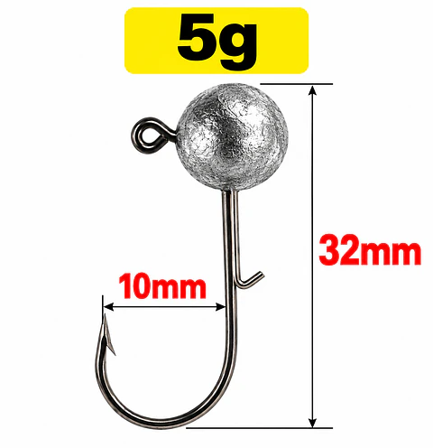 Pack X10 Anzuelos Cabeza Plomada 5grs Para Señuelos Pesca
