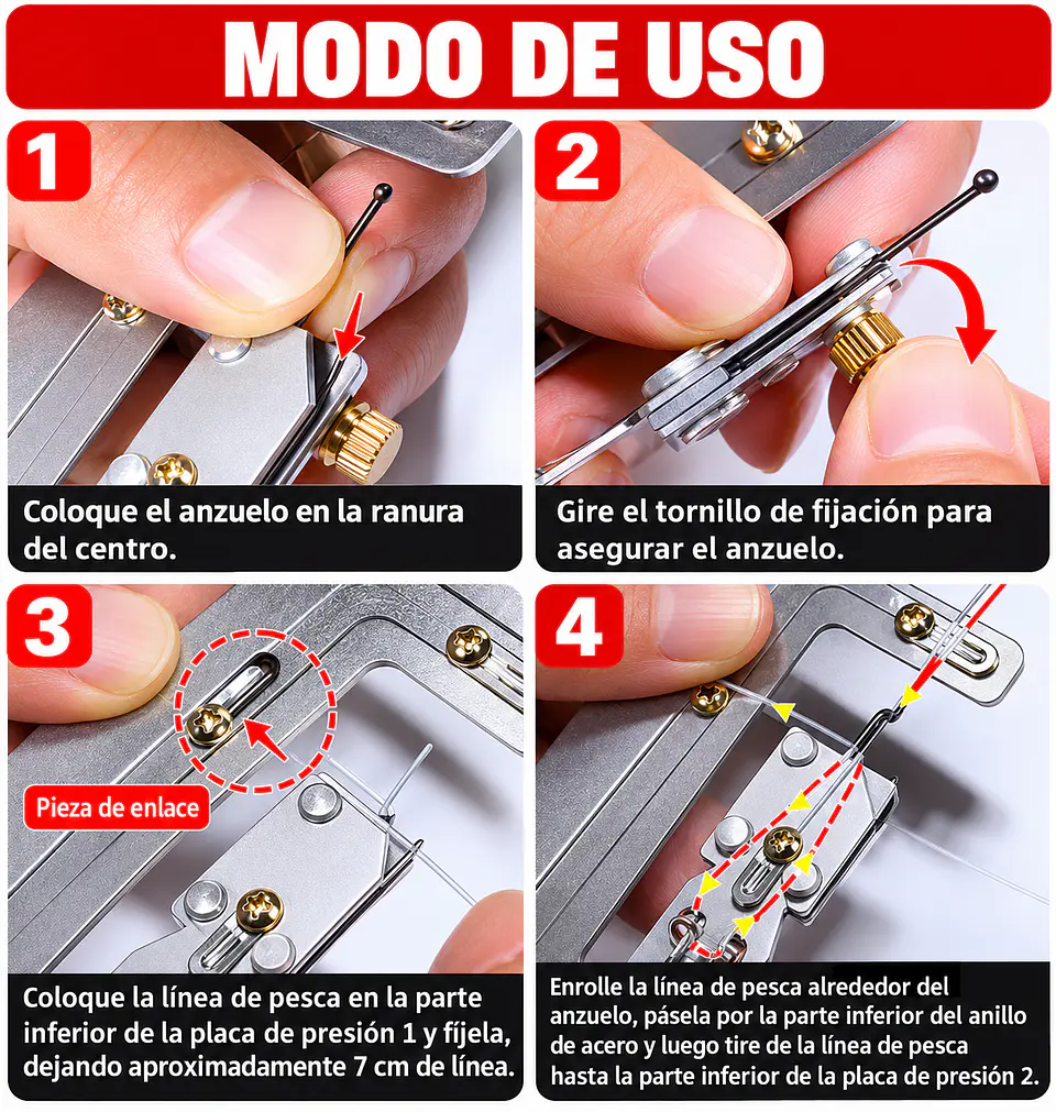 Herramienta Manual Para Amarrar Anudar Anzuelos Linea Pesca 9