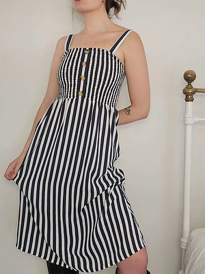 Vestido Blanco, Azul · T-S · AB0402
