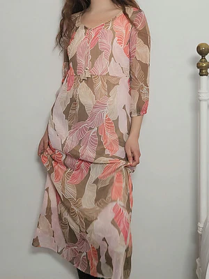 Vestido Beige, Rosado · T-S · AB1106