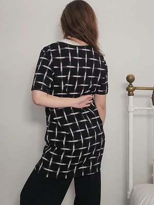 Vestido Negro, Blanco · T-L · AB11