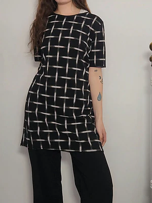 Vestido Negro, Blanco · T-L · AB1124