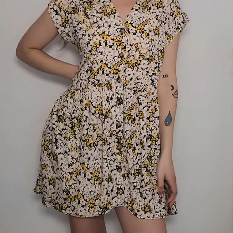Vestido Blanco, Amarillo · T-M · AB1166 1
