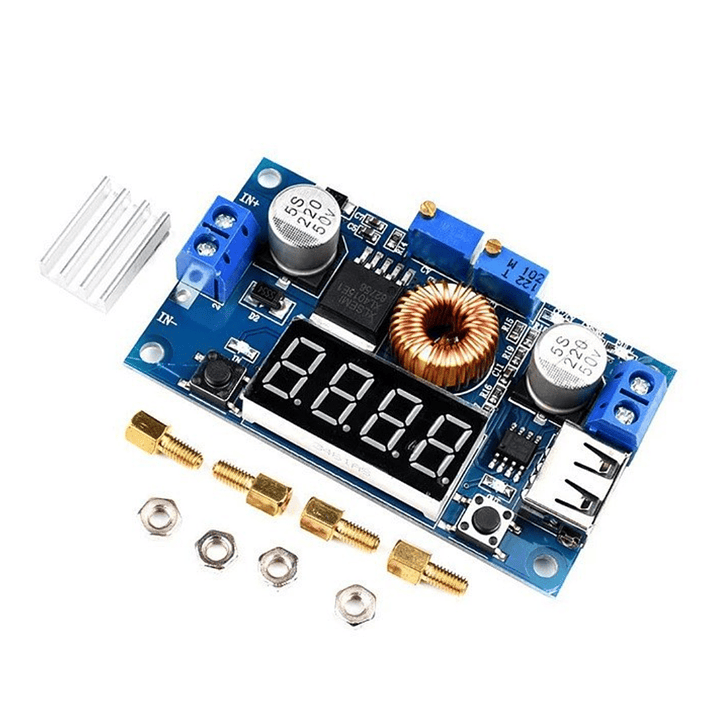 Módulo Reductor de Voltaje XL4015 Fuente DC-DC Ajustable con Pantalla LED de Voltaje Alta Eficiencia 1