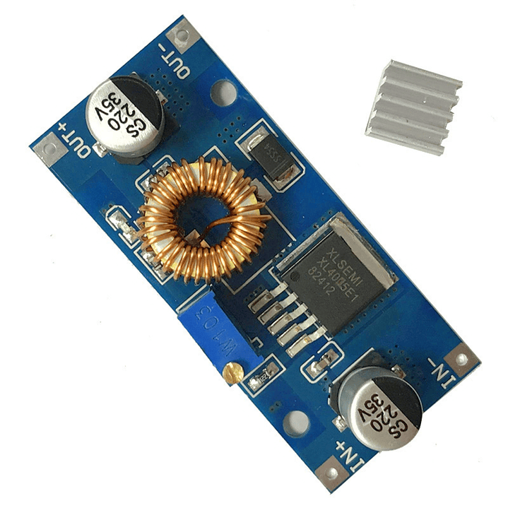 Módulo Reductor de Voltaje XL4015 con Inductor Horizontal – DC-DC Ajustable 4–38V a 1.25–36V, 5A, 75W – Alta Eficiencia 96% 1