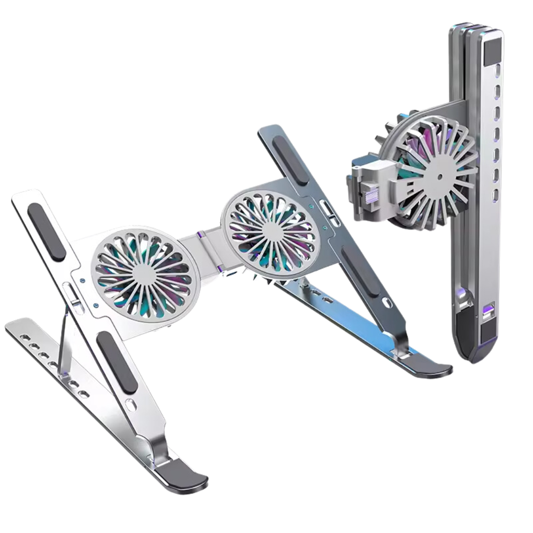 Soporte Cooler Base Laptop Portatil Plegable Aluminio Ventiladores RGB 1