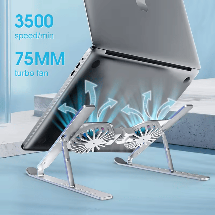 Soporte Cooler Base Laptop Portatil Plegable Aluminio Ventiladores RGB 3