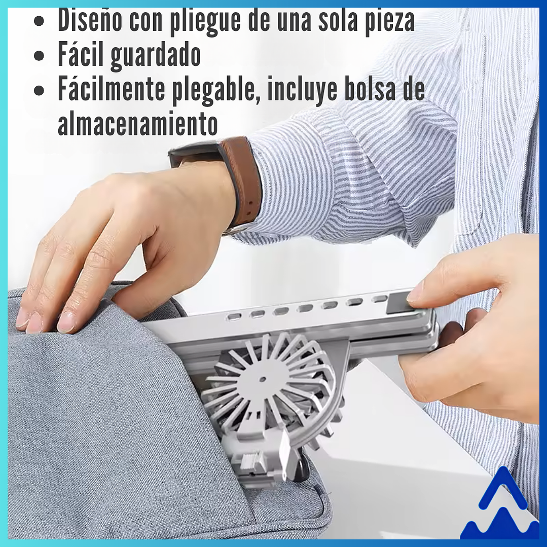 Soporte Cooler Base Laptop Portatil Plegable Aluminio Ventiladores RGB 8