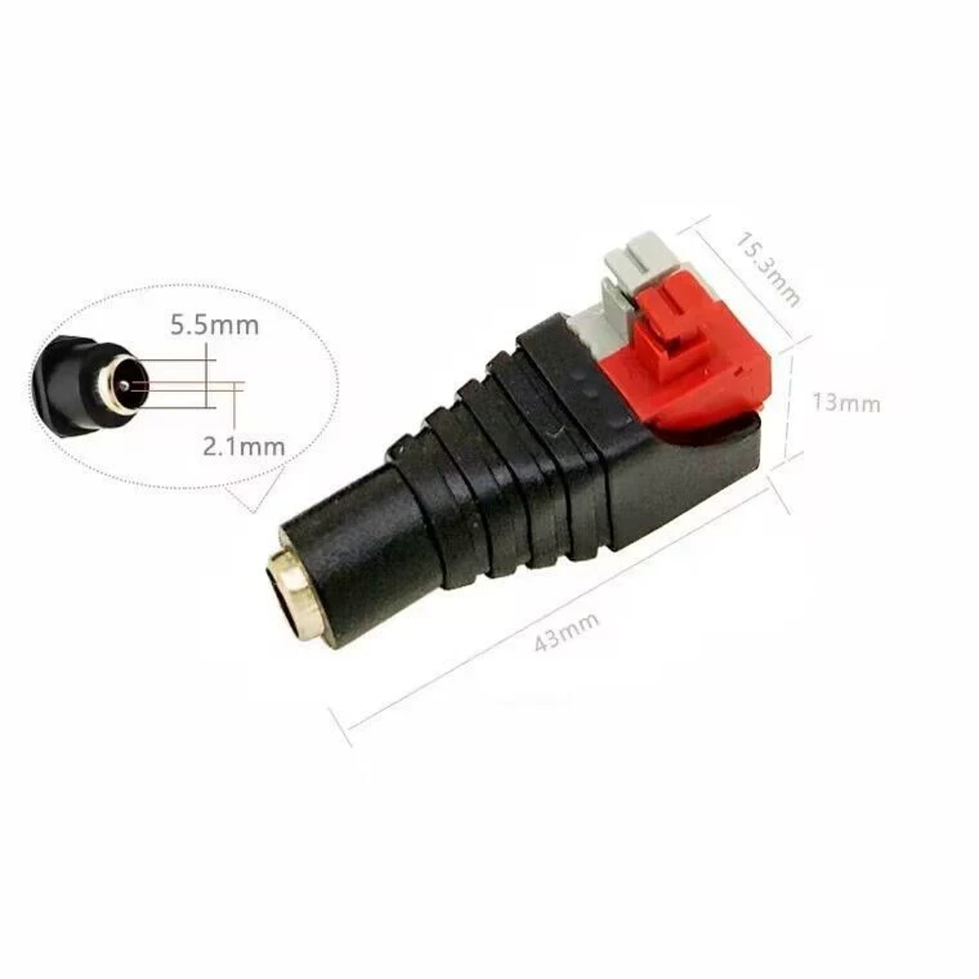 Conectores DC 5.5×2.1 mm Macho + Hembra sin Soldar Terminal de Presión Hasta 200W Par de Conexión Rápida 2