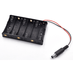 Portapilas AA 6x con Plug DC 5.5×2.1 mm – Caja Portabatería 9V para Proyectos Electrónicos y Arduino