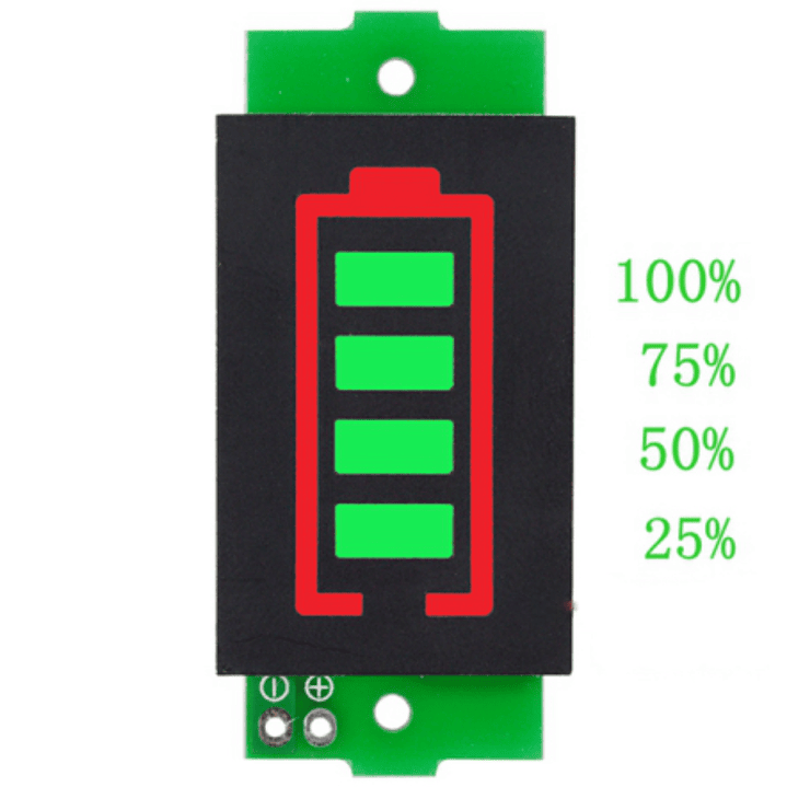Indicador de Batería Litio 1S a 8S LED Verde 3–34V Medidor Nivel de Carga Li-ion 2