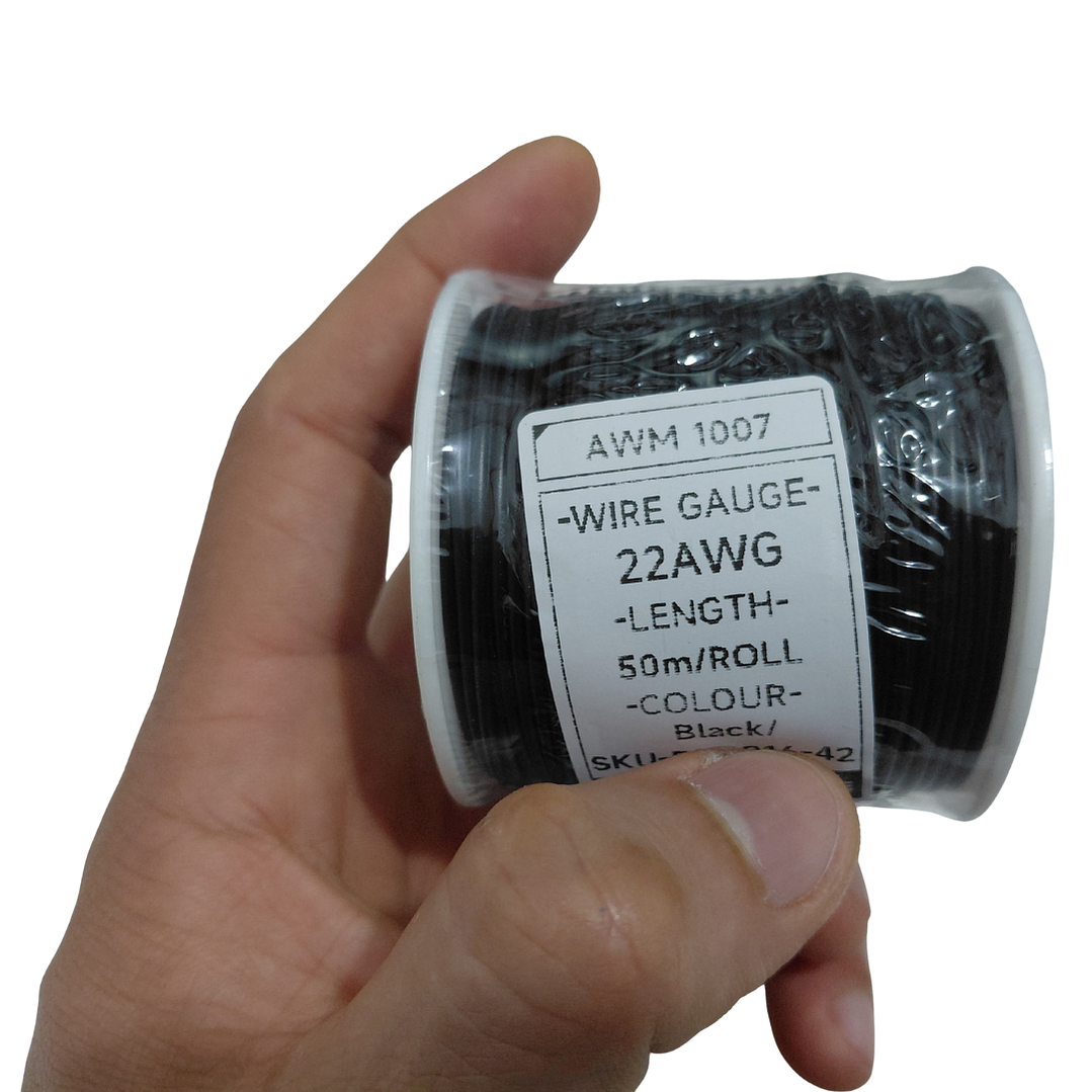 Cable Eléctrico PVC 1007 22AWG Negro Cobre Estañado Rollo 50 m 300V 2