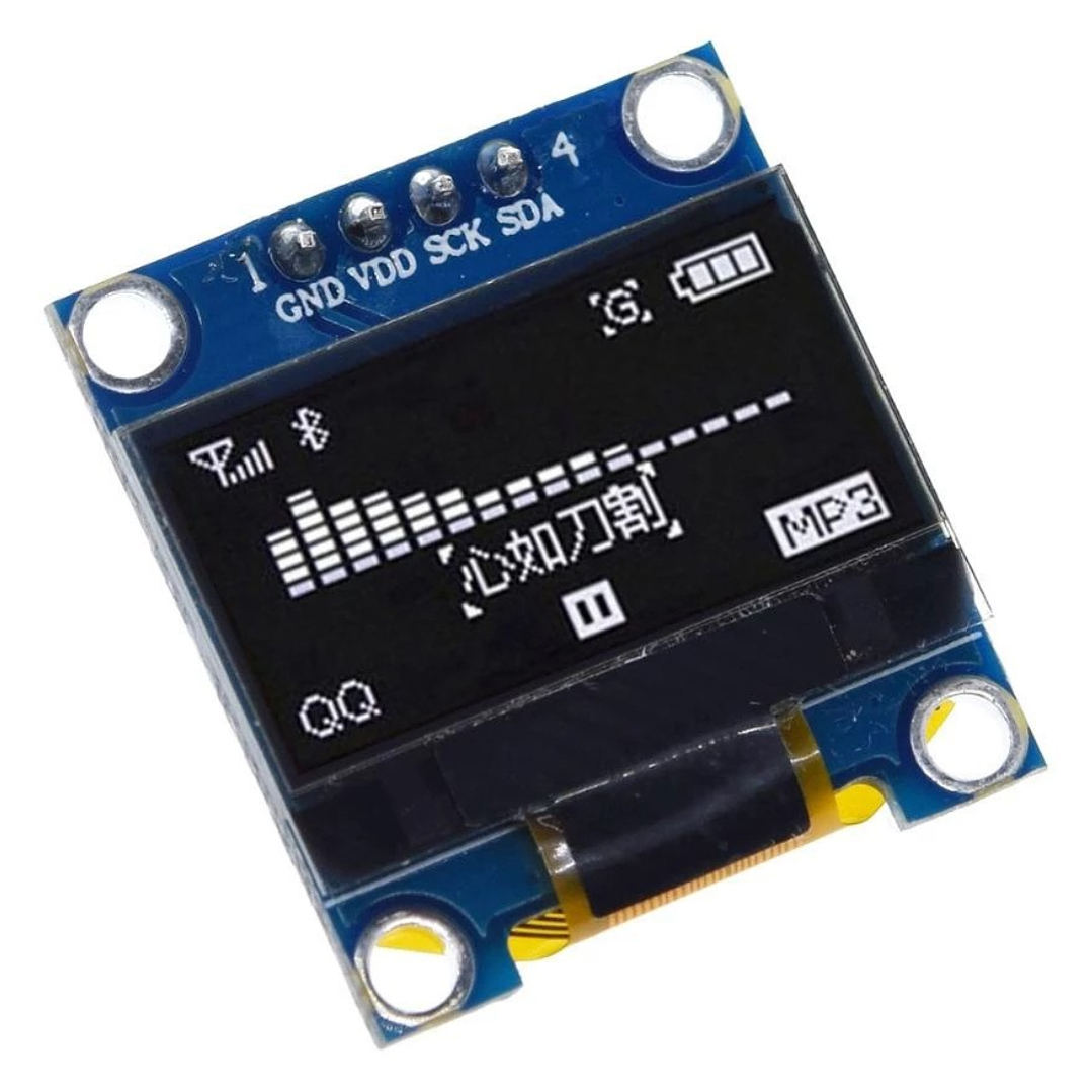 Pantalla OLED 0.96” Blanco SSD1315 / Nuevo – Soldado – Caja Plástica 1