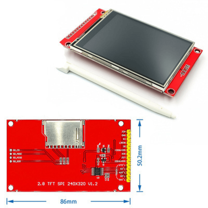 Display TFT LCD 2.8” SPI 320x240 ILI9341 a Color con Pantalla Táctil Compatible Arduino 1