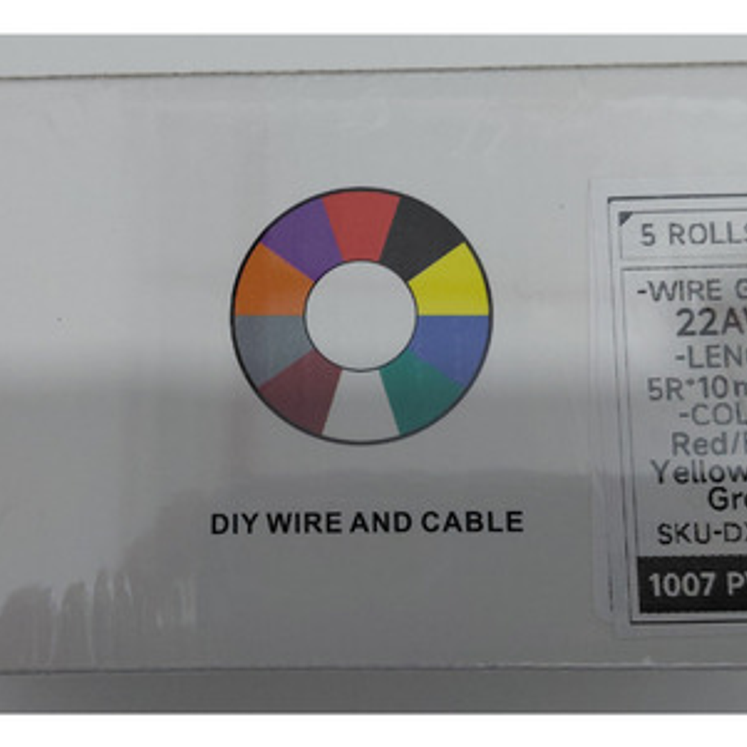Cable Eléctrico 22 Awg Kit 5 Colores 50m Total Estañado 300v 2