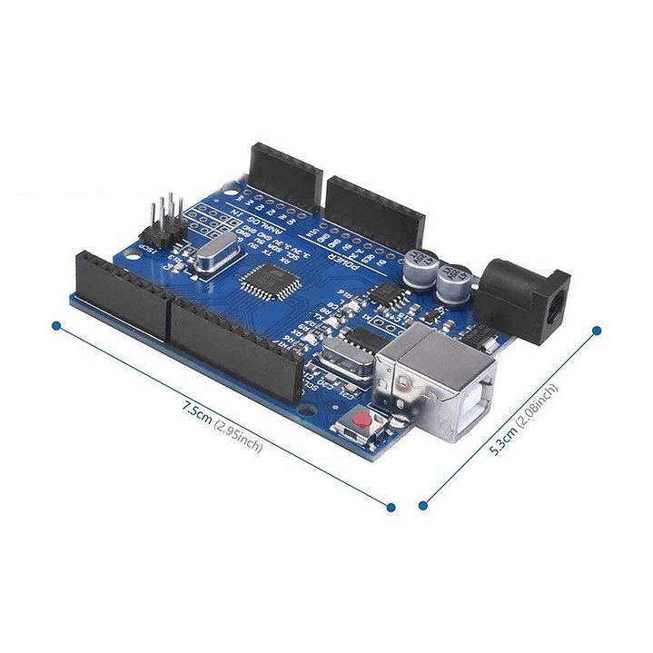 Placa Desarrollo Arduino UNO R3 Mejorada CH340G MEGA328P y Cable USB B 7