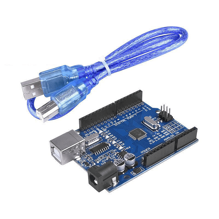Placa Desarrollo Arduino UNO R3 Mejorada CH340G MEGA328P y Cable USB B 8