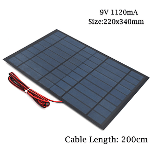 Panel Solar 9V 10W con Cable 2 m – Módulo Fotovoltaico para Proyectos y Carga DC