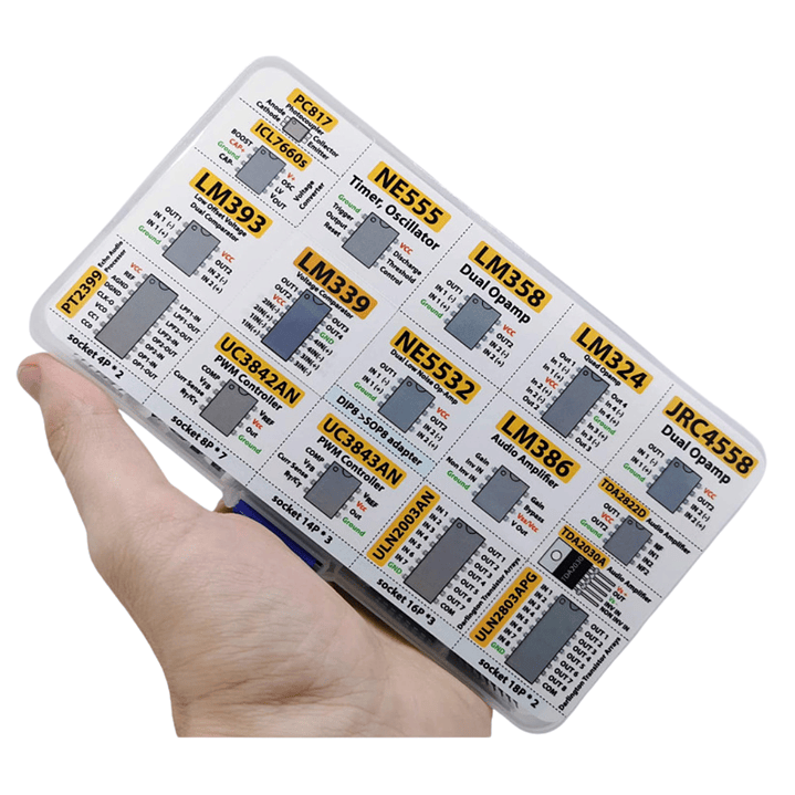 Kit de Circuitos Integrados 150 Piezas – NE555, LM358, LM324, PC817 y Más + Zócalos DIP 2