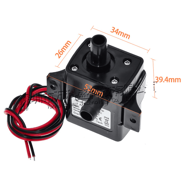 Bomba de Agua DC 12V 4.8W 240L/h Mini Bomba Sin Escobillas 3