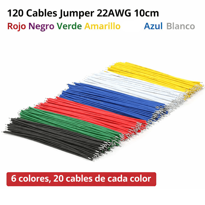 120 Cables Jumper 22AWG 10cm Preestañados Estañados Colores 1