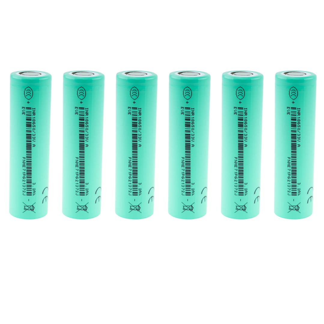 Pack × 6 Baterías EVE 18650 3200 mAh 3.7 V Li-ion Flat Top 1