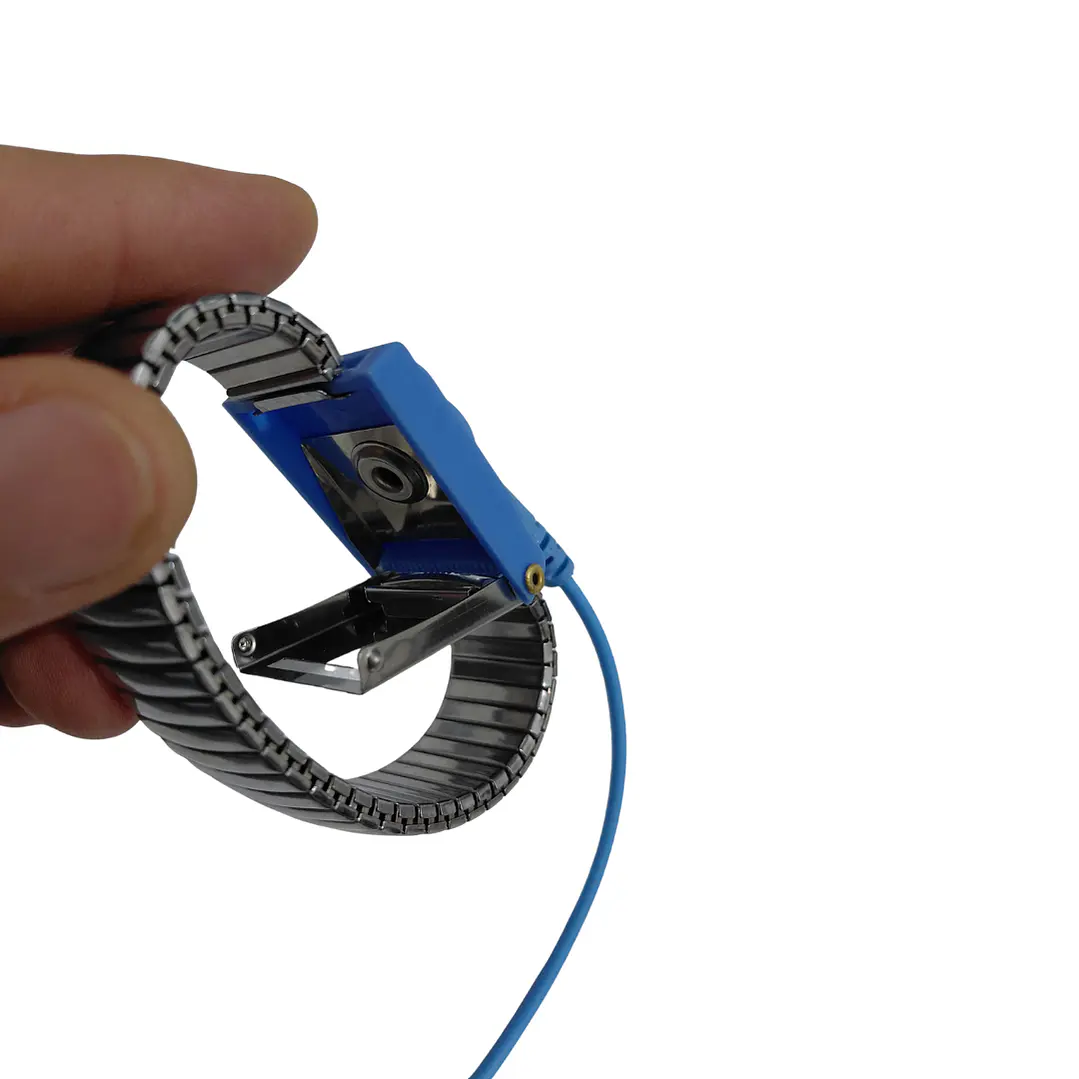 Pulsera Antiestática Metálica con Cable Espiral 2.5 m 6