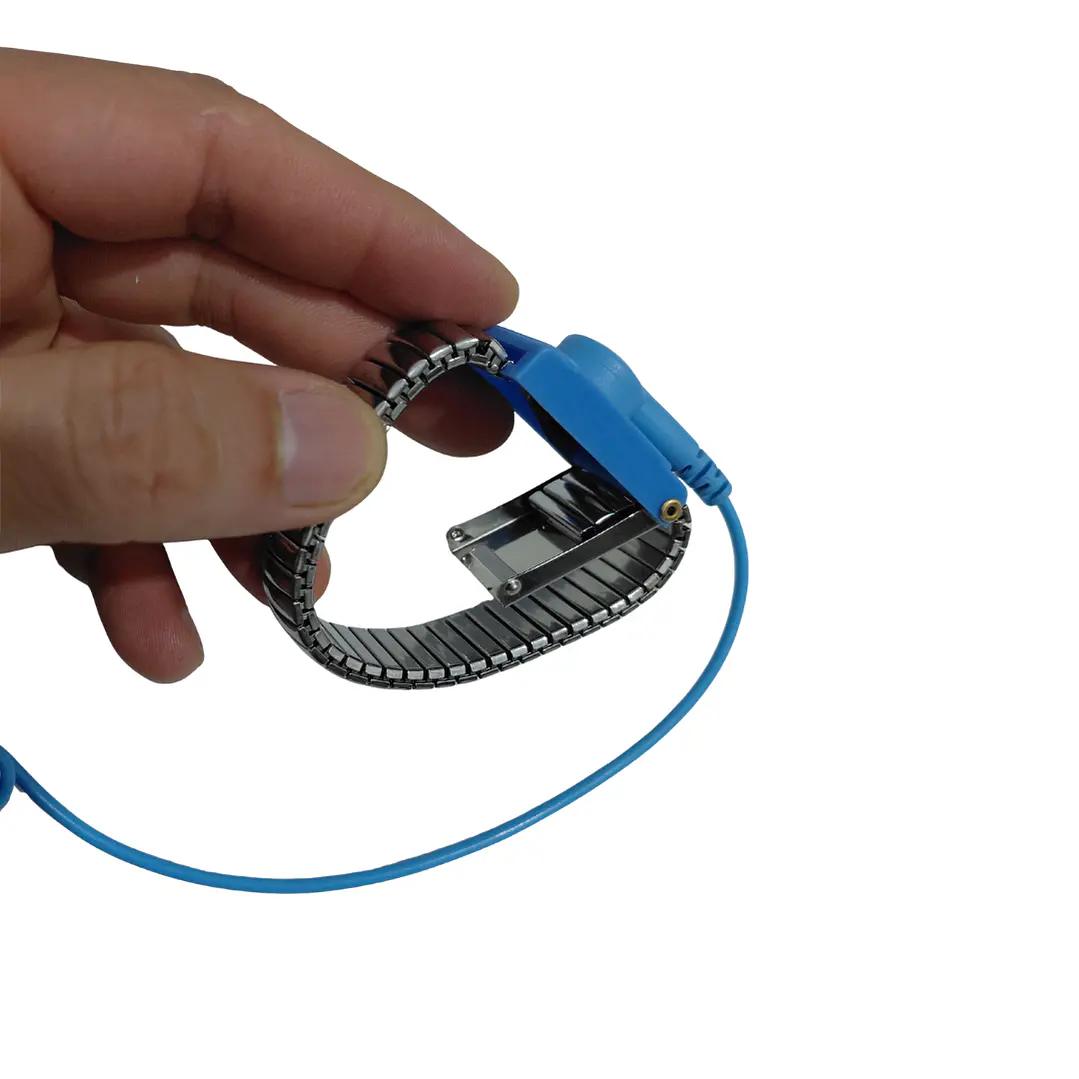 Pulsera Antiestática Metálica con Cable Espiral 2.5 m 7