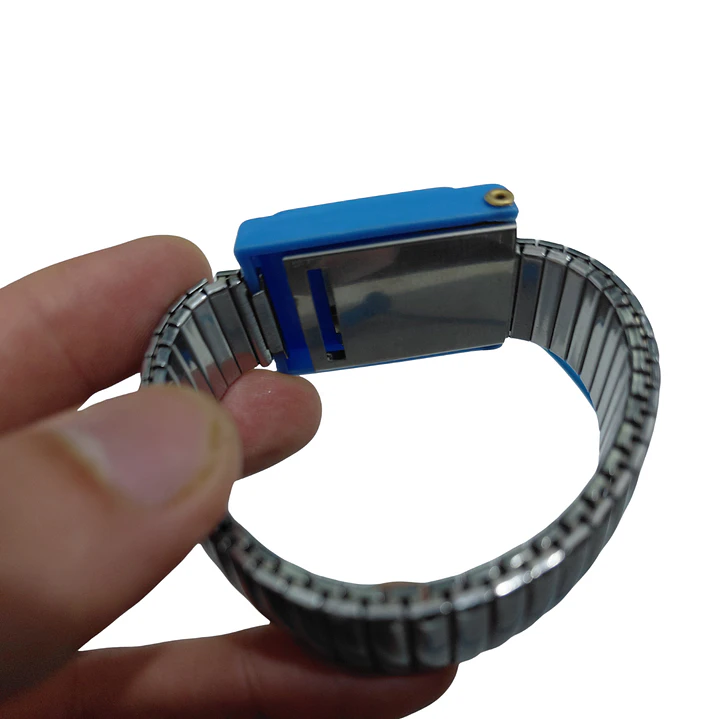 Pulsera Antiestática Metálica con Cable Espiral 2.5 m 9