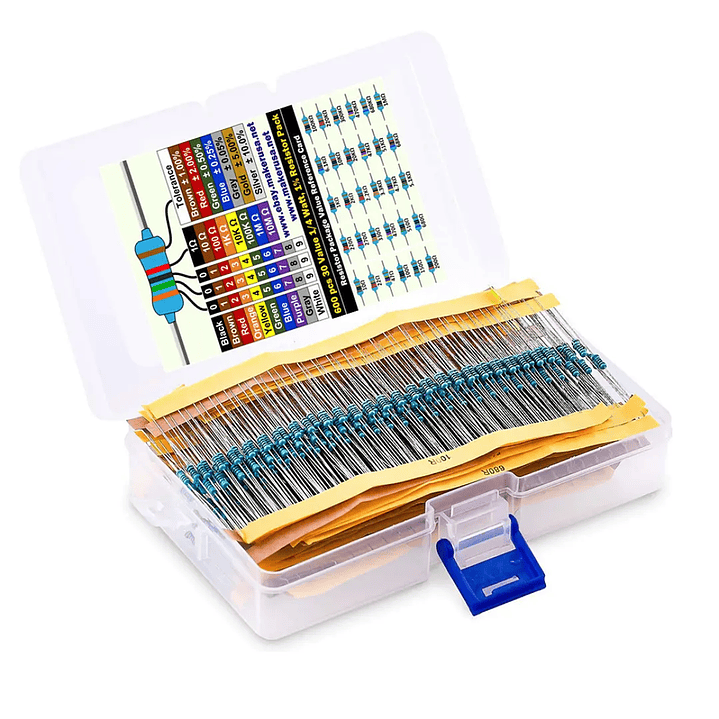 Kit Resistencias 1/4W 1% 300pcs 30 Valores 10Ω-1MΩ Resistor 1